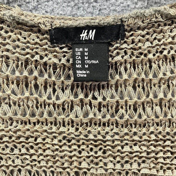 H&M Cardigan Womens Size M Brown Long Sleeve Open Knit - Picture 13 of 16